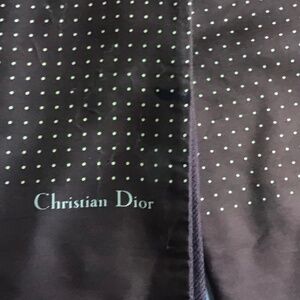 Christian Dior Reversible silk & wool  scarf, brown with mini dots pattern